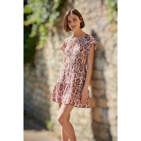 BB Dakota Dresses & Skirts - NWT BB Dakota Steve Madden Smocked Mini Dress Women Medium Ikat Print Boho